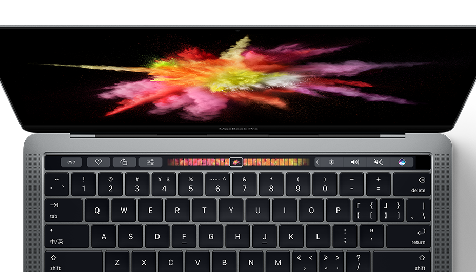 MacBook Pro 2016 俯视图，注意几个标点符号的中文本地化修正